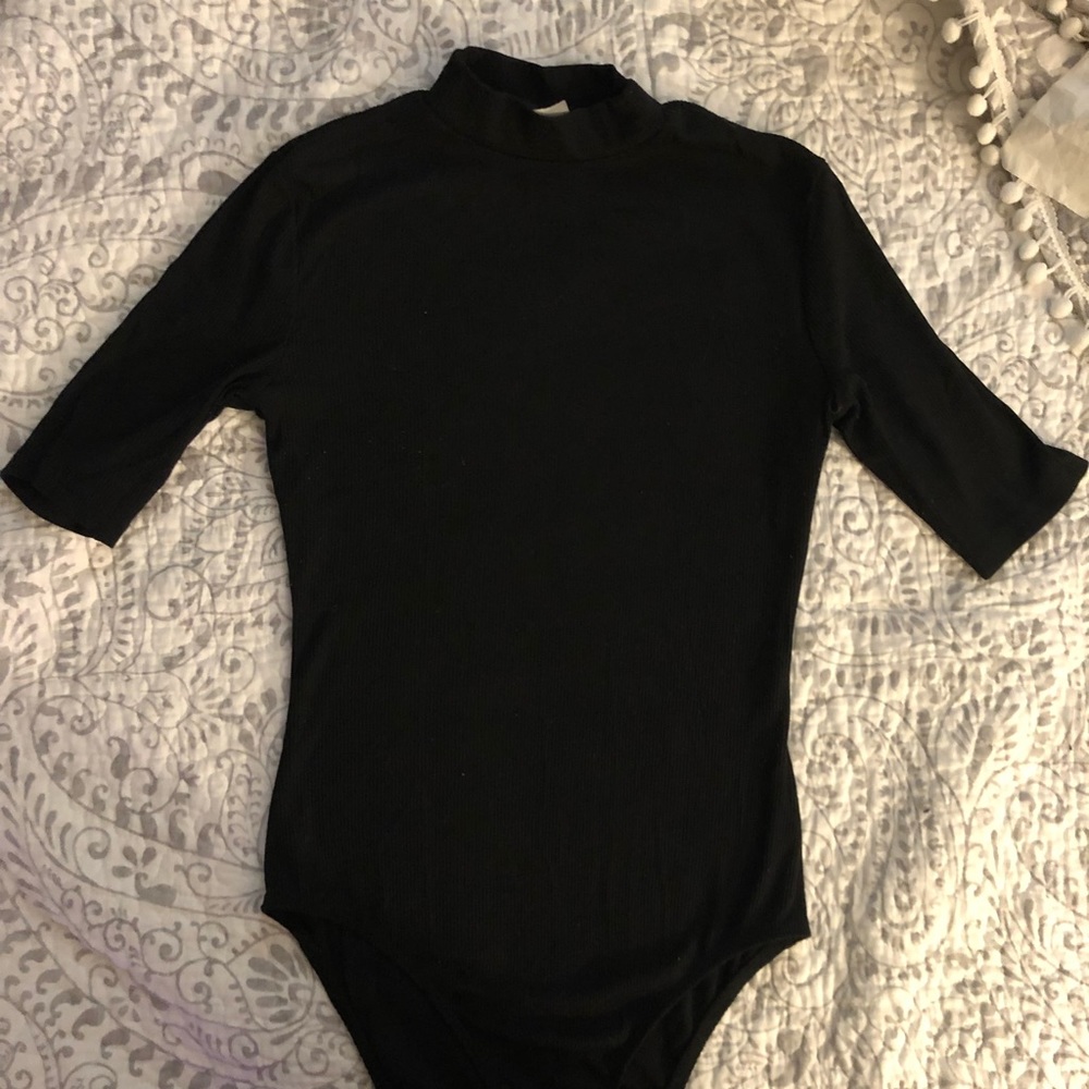 Black Mock Neck Bodysuit